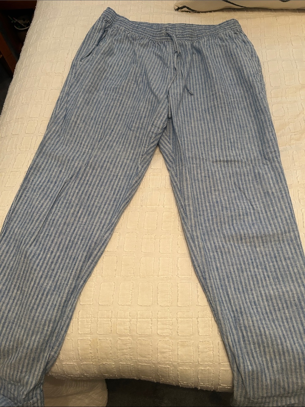 H&M Blue & White Striped Drawstring Pant- size M
